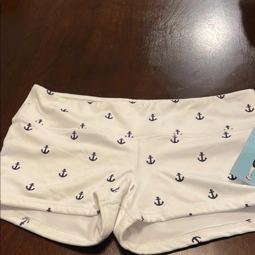 Fleo White Anchor Print Athletic Shorts